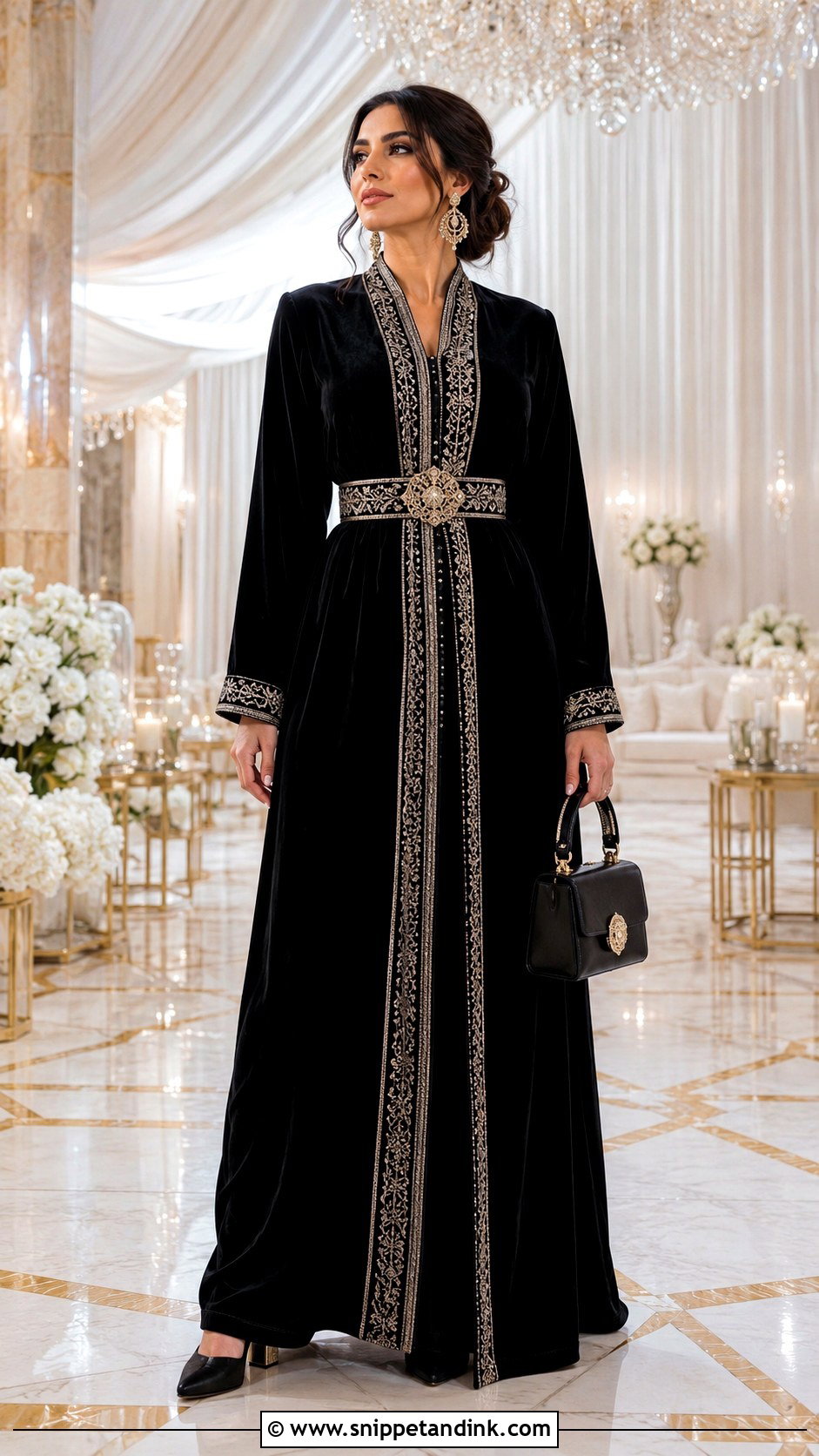 Black Velvet Moroccan Caftan Outfit - Snippet and Ink - 20 Black Moroccan Caftan Ideas