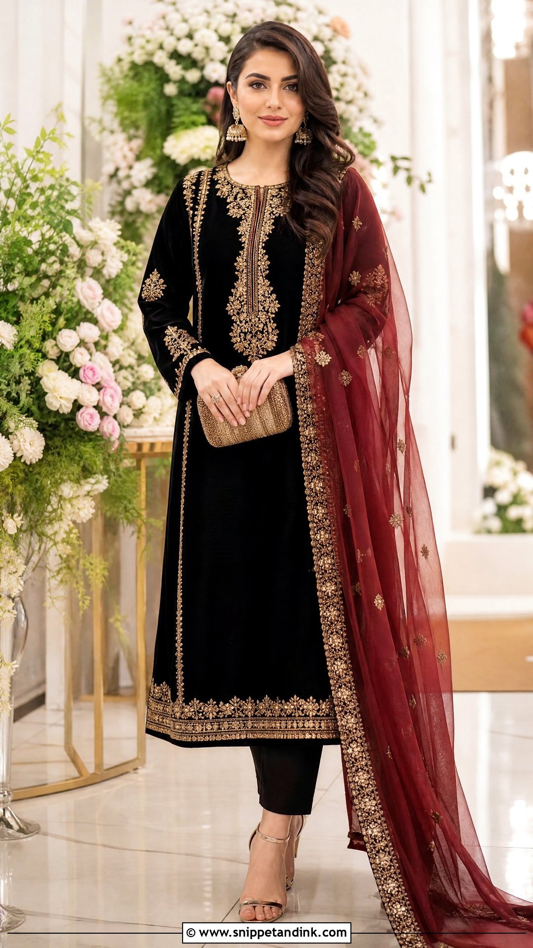 Black Velvet Pakistani Wedding Suit - Snippet and Ink - 20 Pakistani Wedding Suits