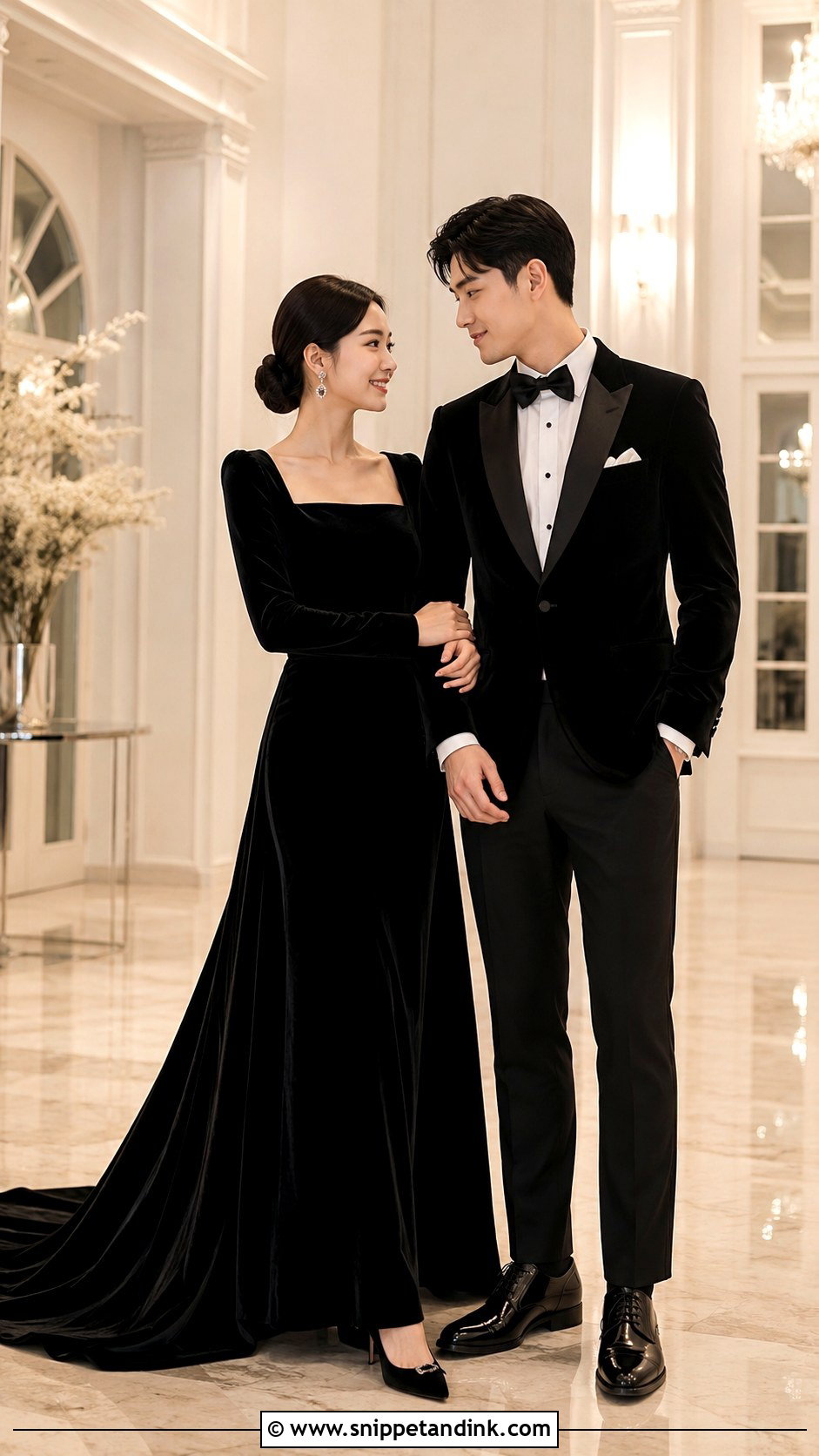 Black Velvet Prewedding Gown - Snippet and Ink - 20 Black Prewedding Dress Ideas