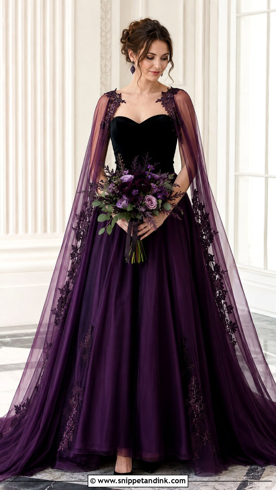 Black Velvet Purple Wedding Dress - Snippet and Ink - 25 Black and Purple Wedding Dress Ideas