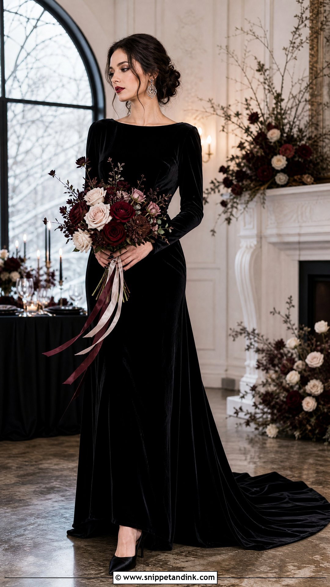 Black Velvet Wedding Dress - Snippet and Ink - 25 Dark Romantic Wedding Dress Ideas