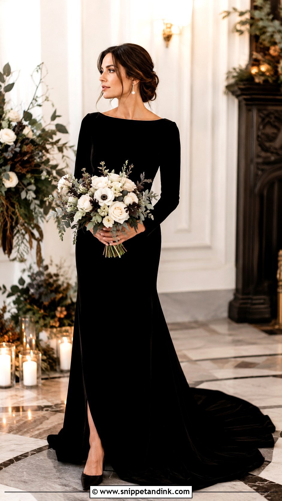 Black Velvet Wedding Dress - Snippet and Ink - 30 Black Wedding Dress Ideas