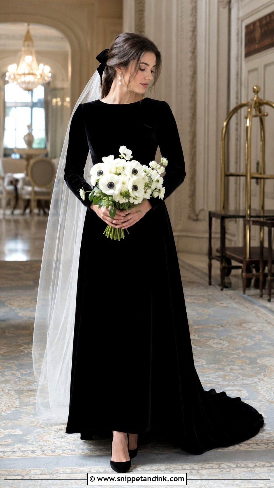 Black Velvet Wedding Dress - Snippet and Ink - 20 All Black Wedding Dress Ideas
