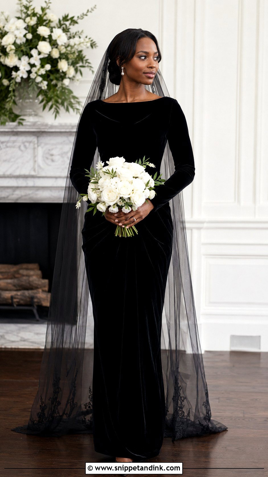 Black Velvet Wedding Dress - Snippet and Ink - 20 Black Bride Dress Ideas
