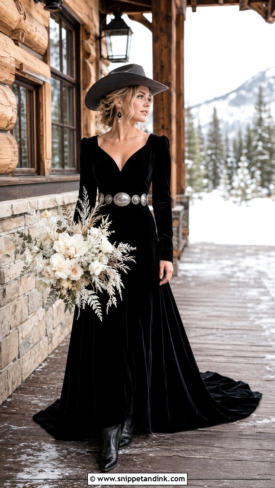 Black Velvet Western Wedding Dress - Snippet and Ink - 20 Black Western Wedding Dress Ideas
