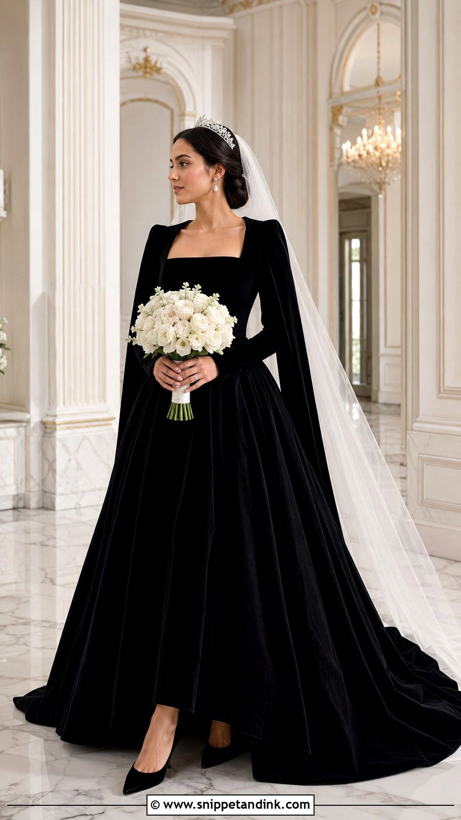 Black Velvet Winter Ball Gown Wedding Dress - Snippet and Ink - 20 Black Ball Gown Wedding Dress Ideas