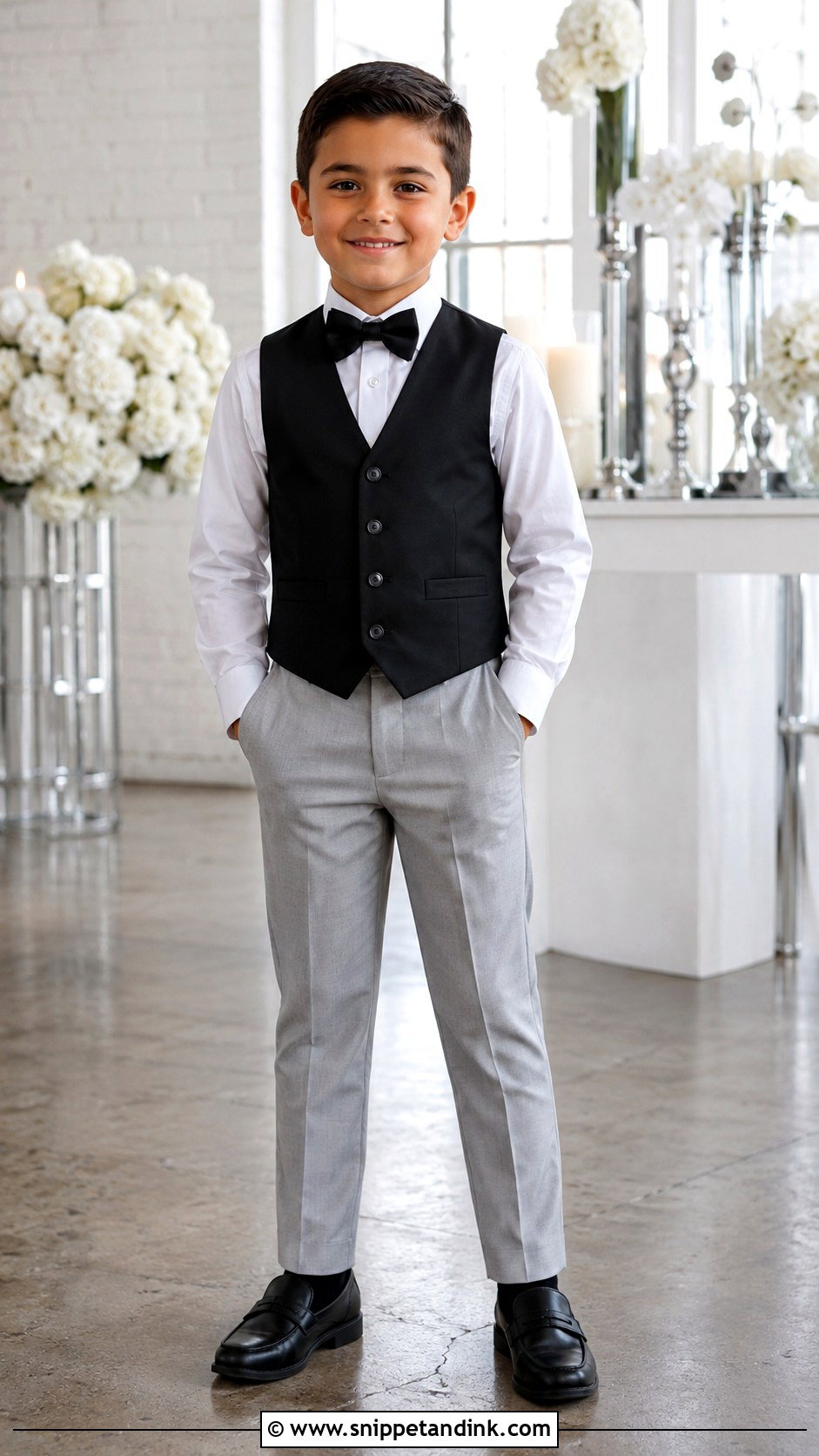Black Vest And Gray Pants Ring Bearer Outfit - Snippet and Ink - 20 Black Ring Bearer Outfit Ideas