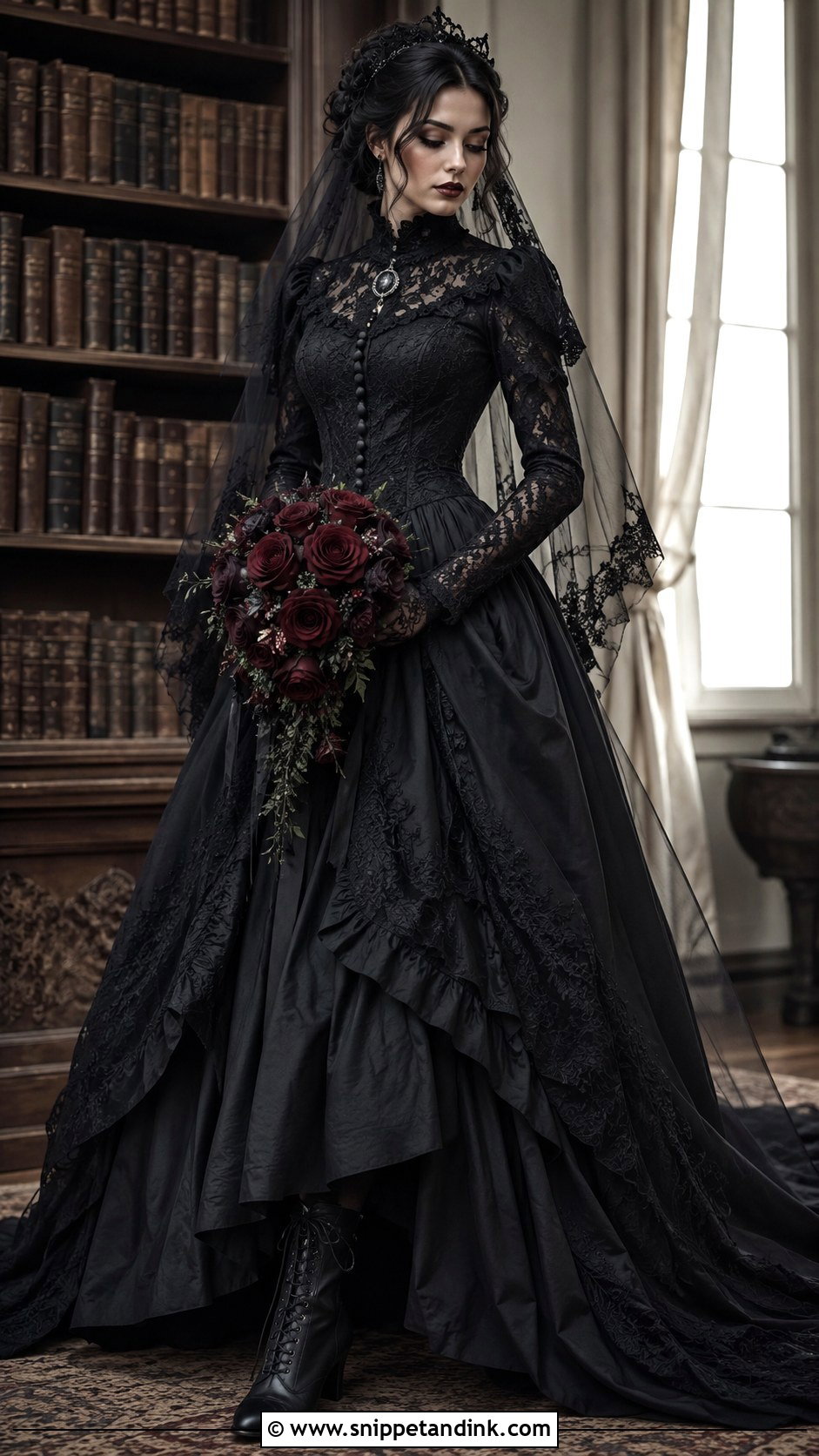 Black Victorian Goth Wedding Dress - Snippet and Ink - 20 Black Goth Wedding Dress Ideas