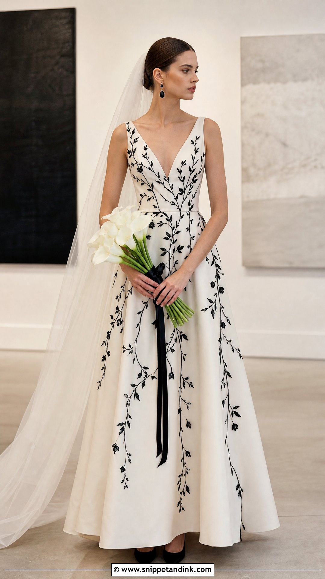 Black Vine Embroidered Wedding Dress - Snippet and Ink - 20 Wedding Dress with Vines Ideas