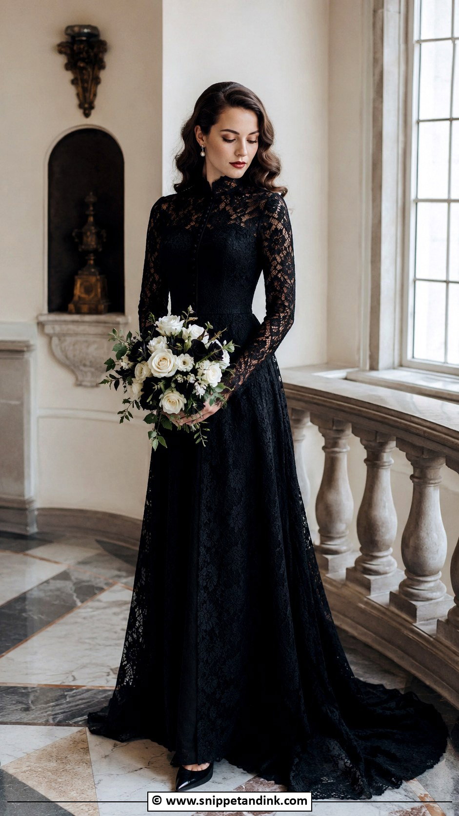 Black Vintage Wedding Dress - Snippet and Ink - 30 Black Wedding Gowns