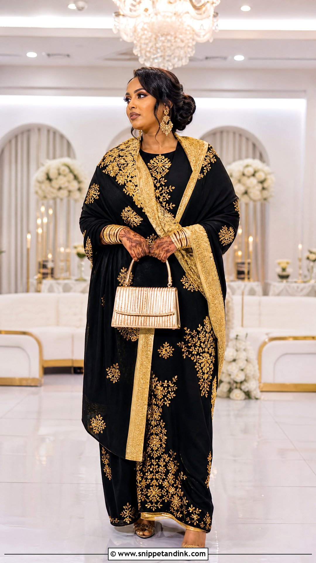 Black Wedding Dirac With Gold Embellishment - Snippet and Ink - 20 Wedding Dirac Ideas