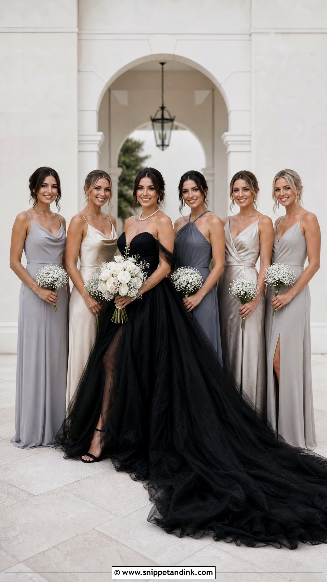 Black Wedding Dress With Bridesmaids - Snippet and Ink - 20 Black Wedding Dress Photoshoot Ideas