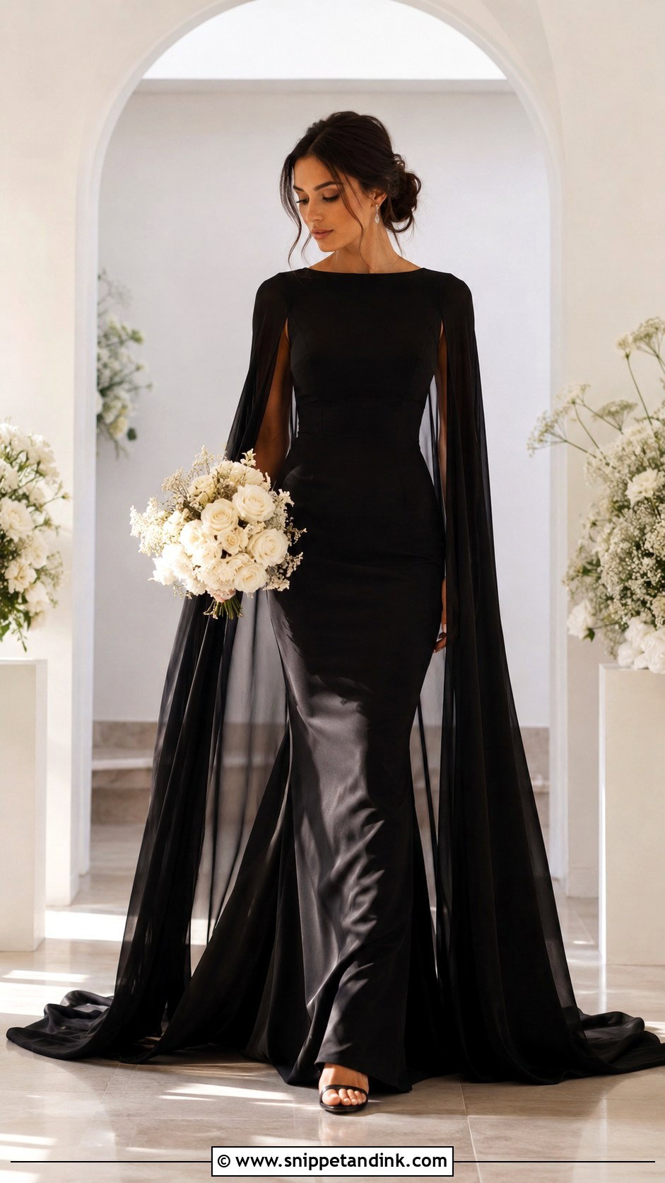 Black Wedding Dress With Cape - Snippet and Ink - 30 Black Wedding Dress Ideas