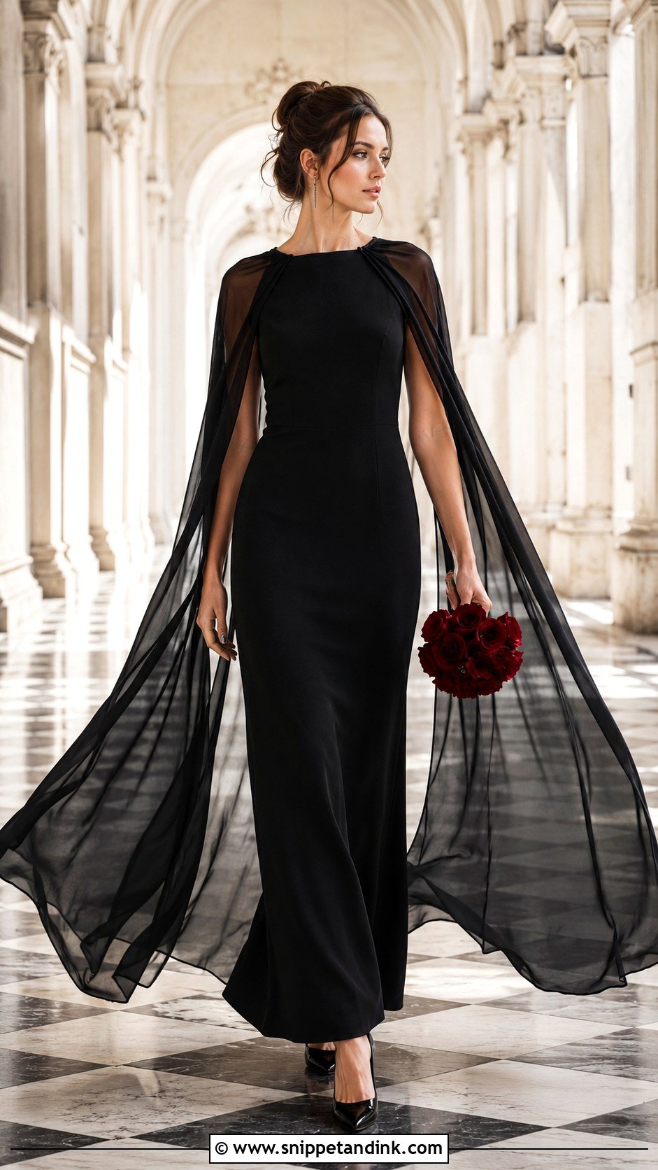 Black Wedding Dress With Cape - Snippet and Ink - 20 Moody Wedding Dress Ideas