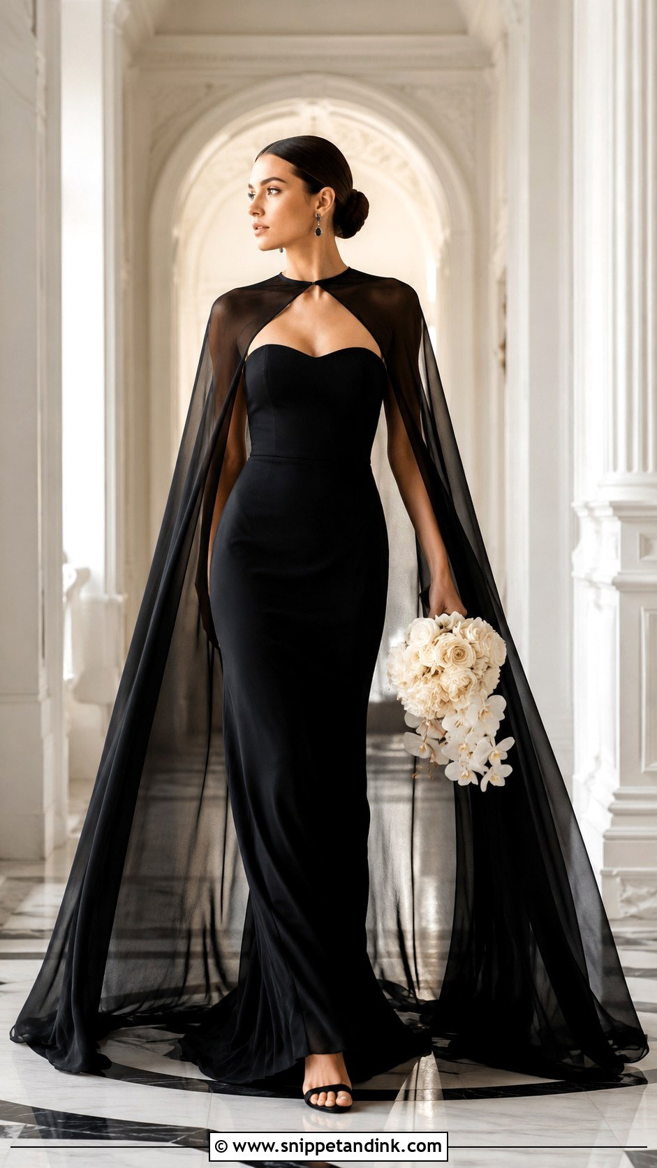 Black Wedding Dress With Cape - Snippet and Ink - 25 Black Wedding Dress Aesthetic Ideas