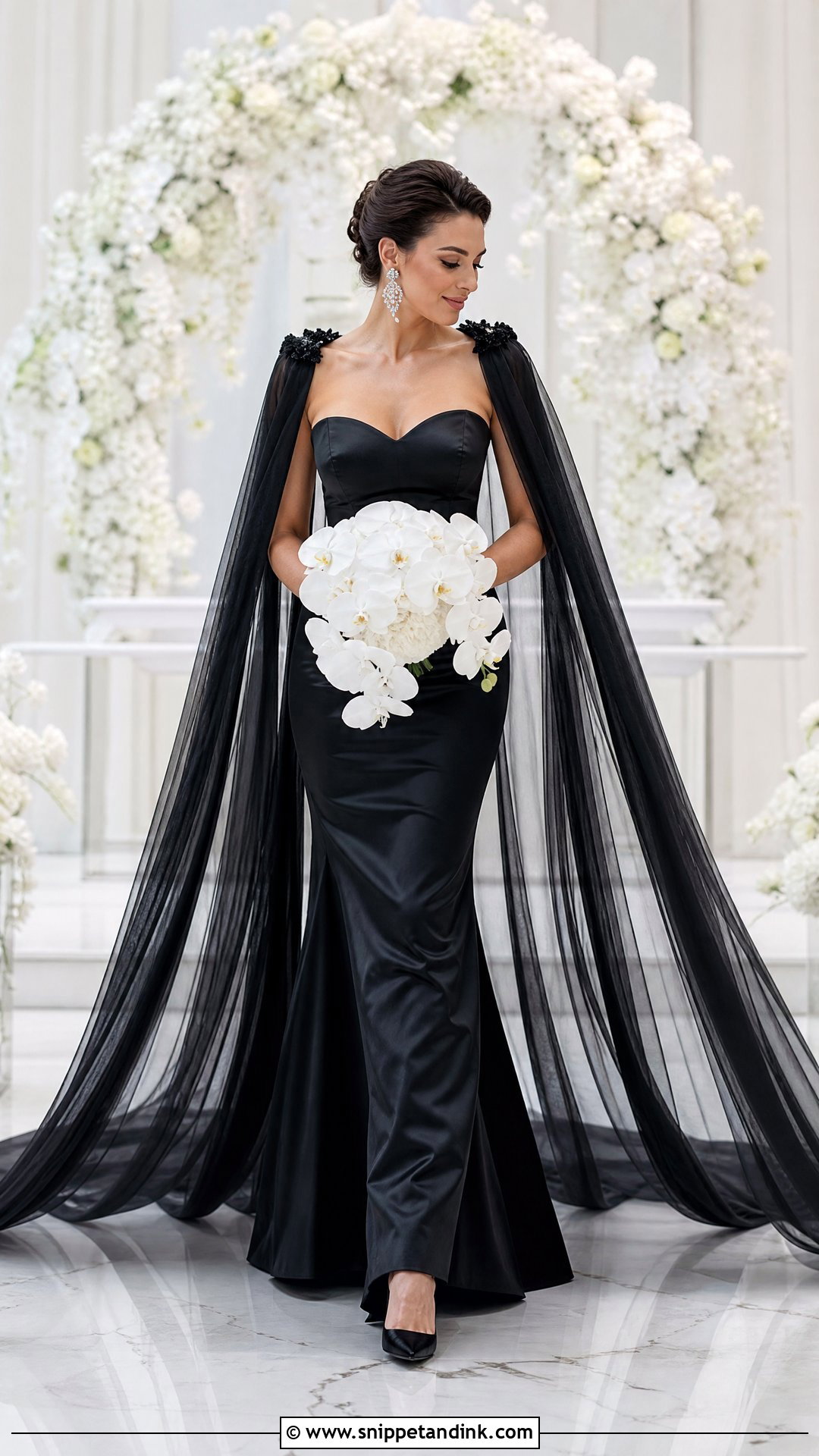 Black Wedding Dress With Cape - Snippet and Ink - 20 Tight Fitting Black Wedding Dress Ideas