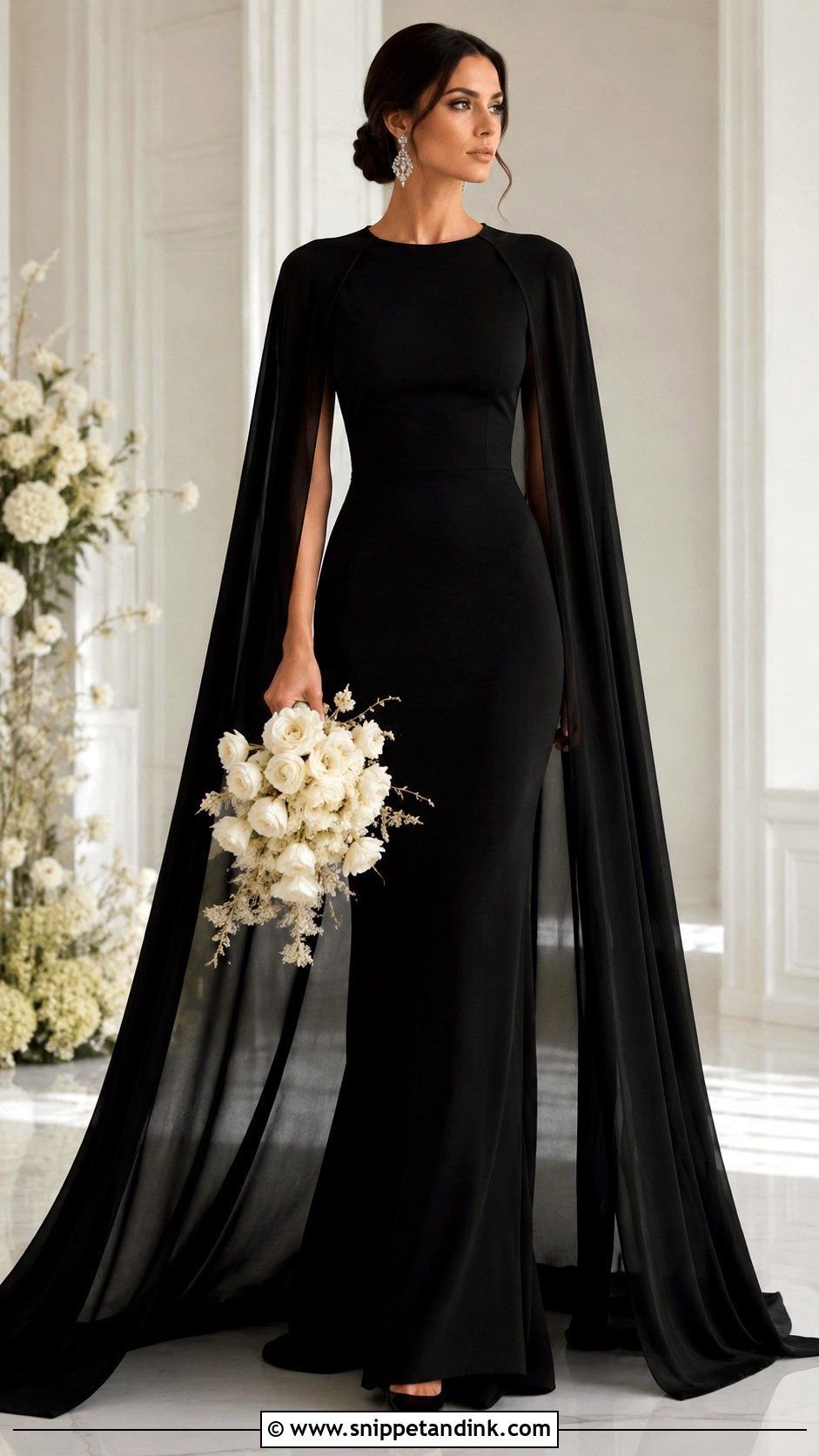 Black Wedding Dress With Cape - Snippet and Ink - 30 Elegant Black Wedding Dress Ideas