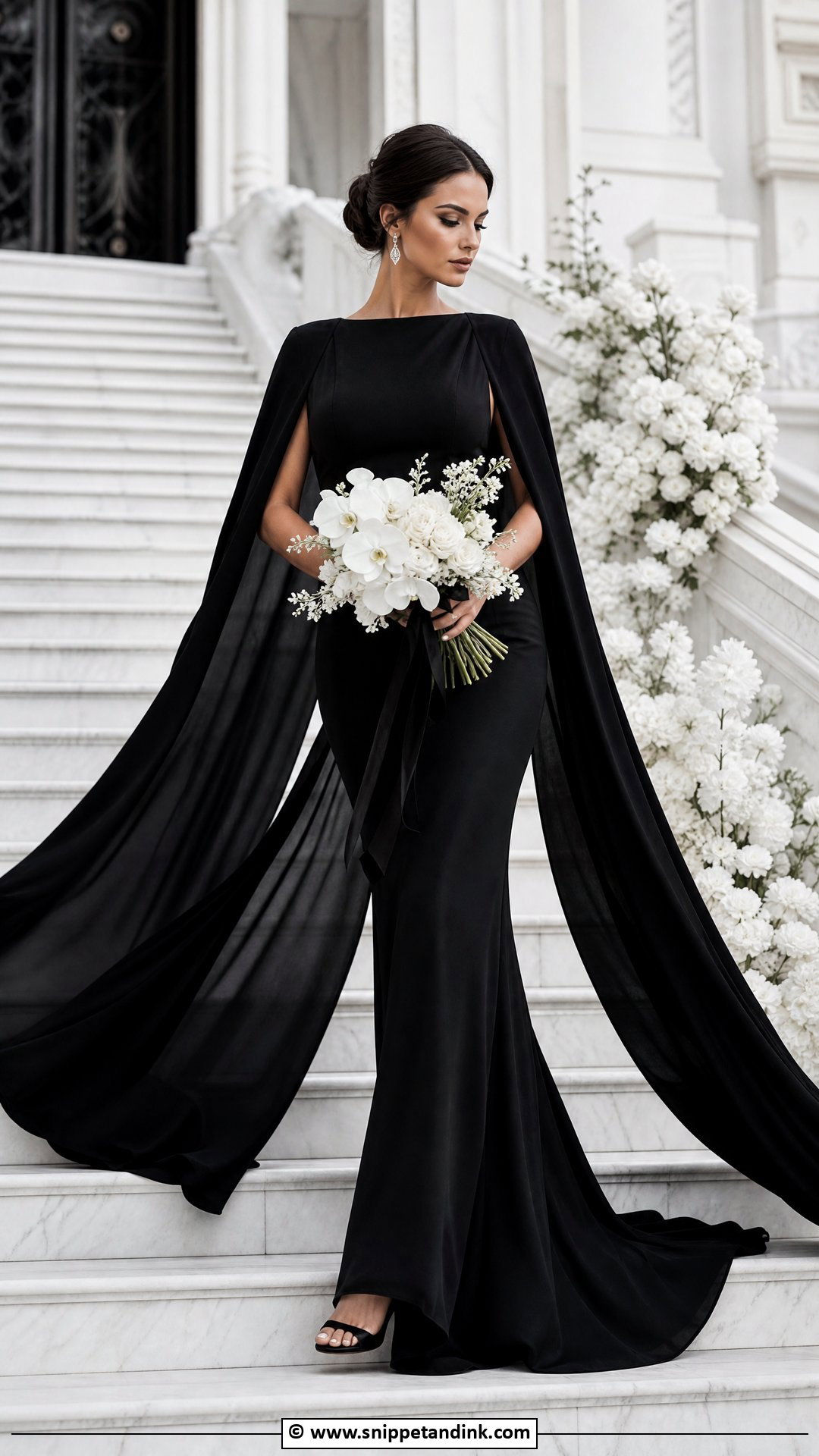 Black Wedding Dress With Cape - Snippet and Ink - 35 Black Wedding Dresses