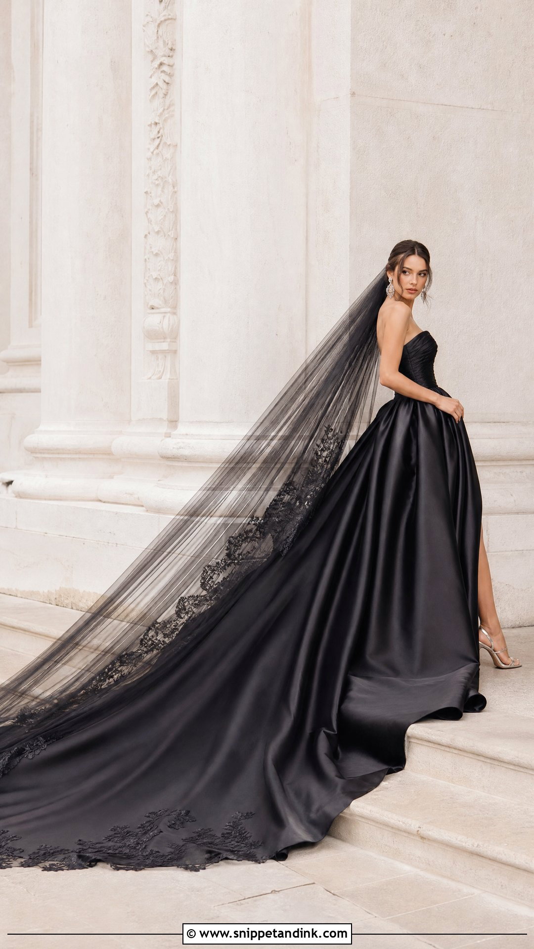 Black Wedding Dress With Cathedral Train - Snippet and Ink - 20 Wedding Dresses with Train