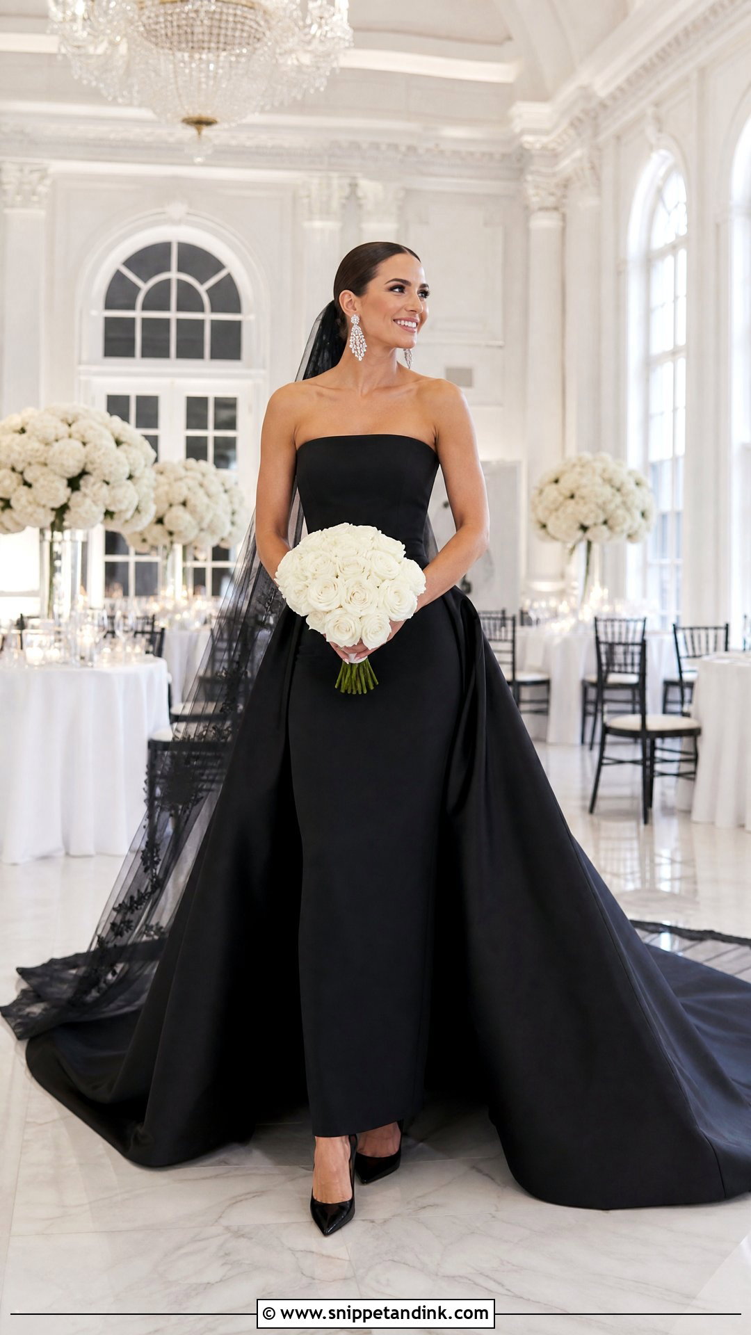 Black Wedding Dress With Detachable Train - Snippet and Ink - 20 Tight Fitting Black Wedding Dress Ideas
