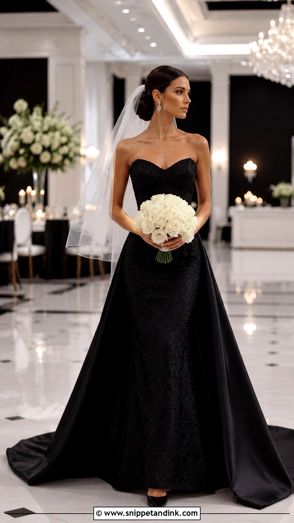 Black Wedding Dress With Detachable Train - Snippet and Ink - 20 Black Wedding Dress Wedding Ideas