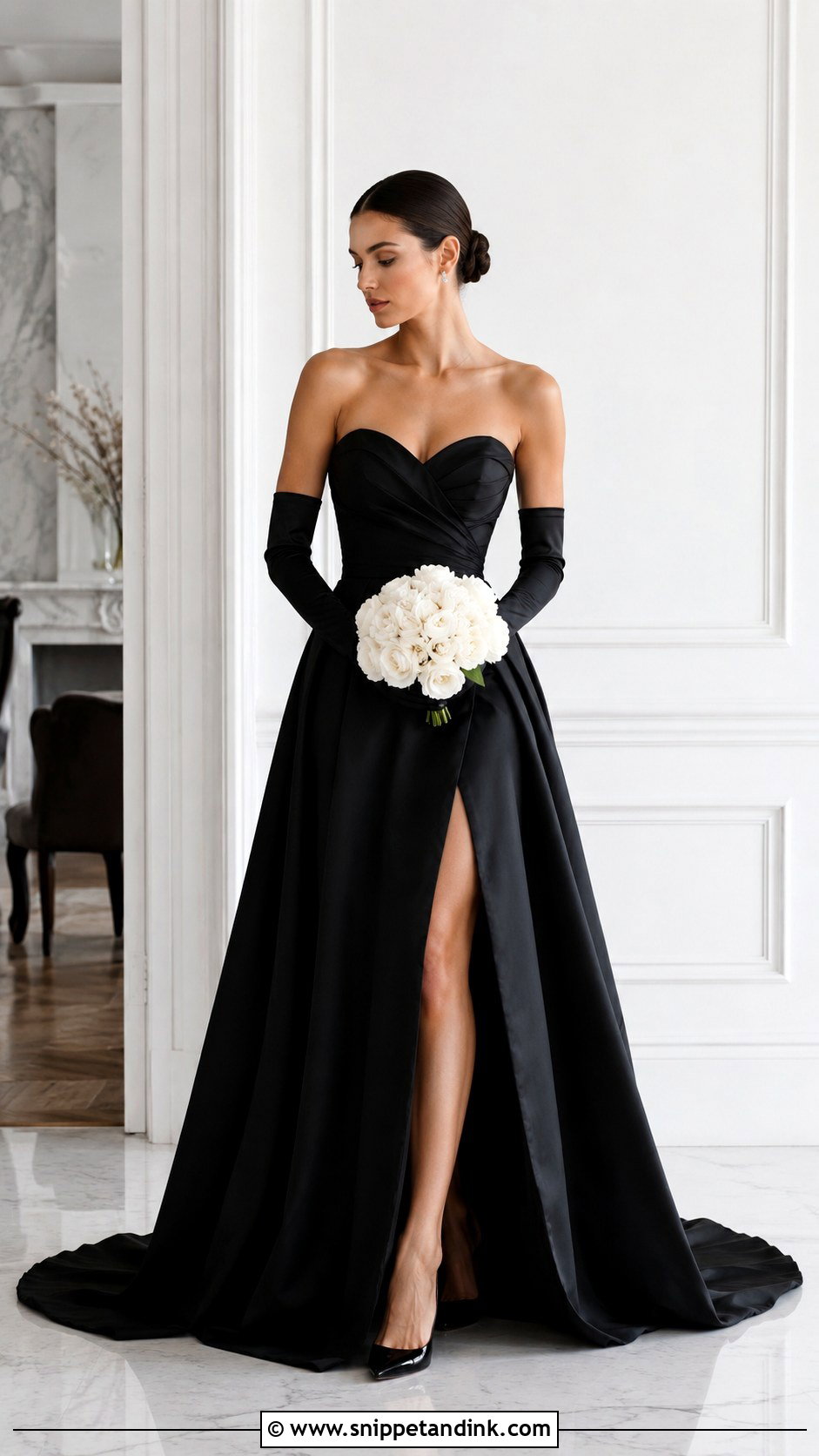 Black Wedding Dress With Gloves - Snippet and Ink - 30 Black Wedding Dress Ideas