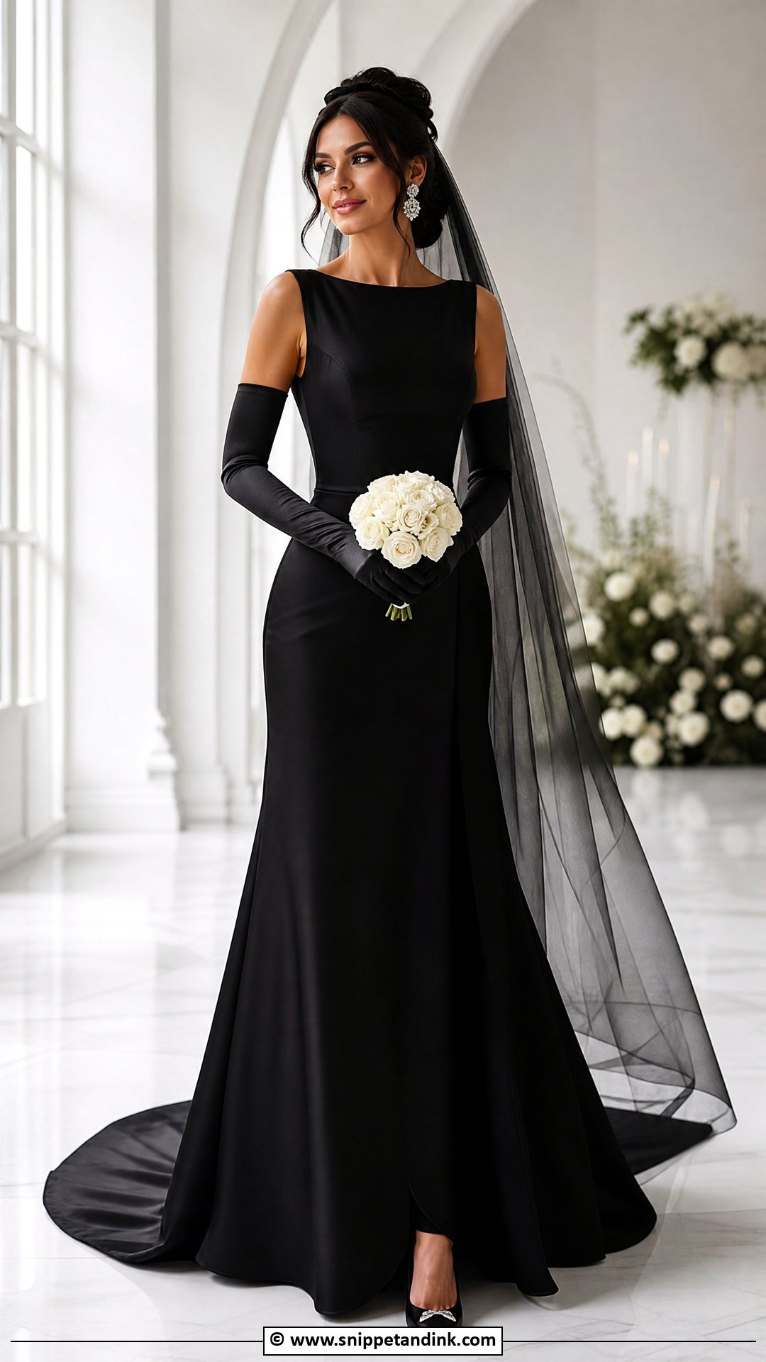 Black Wedding Dress With Gloves - Snippet and Ink - 35 Black Wedding Dresses