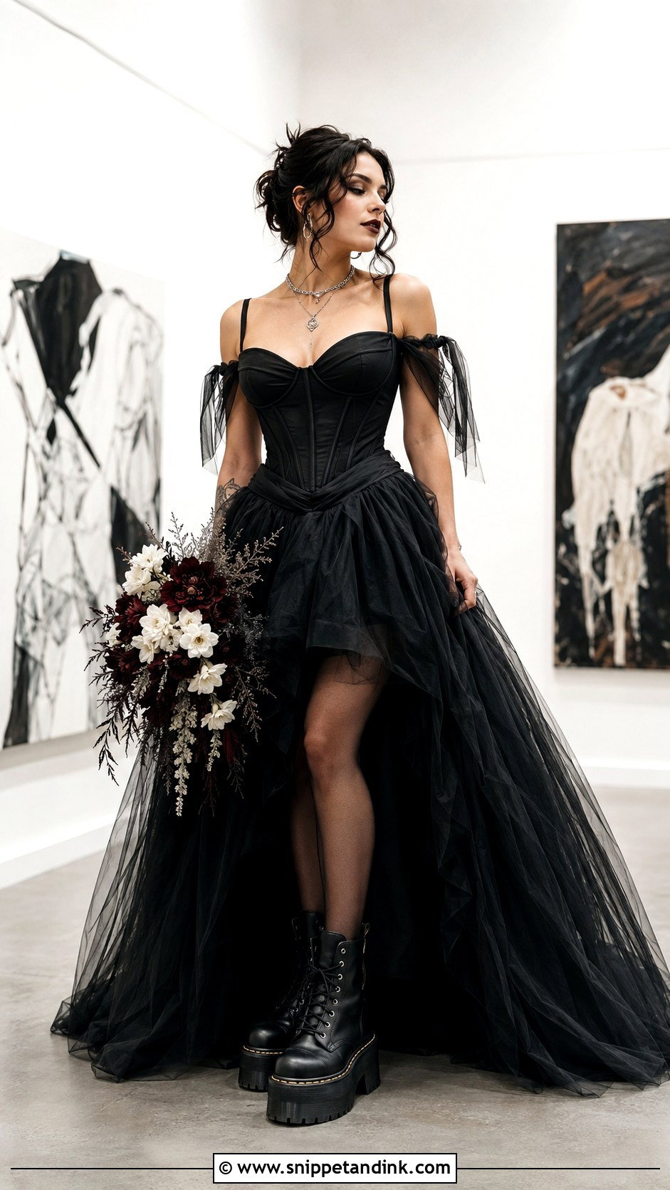 Black Wedding Dress With Platform Doc Martens - Snippet and Ink - 20 Doc Martens Wedding Ideas