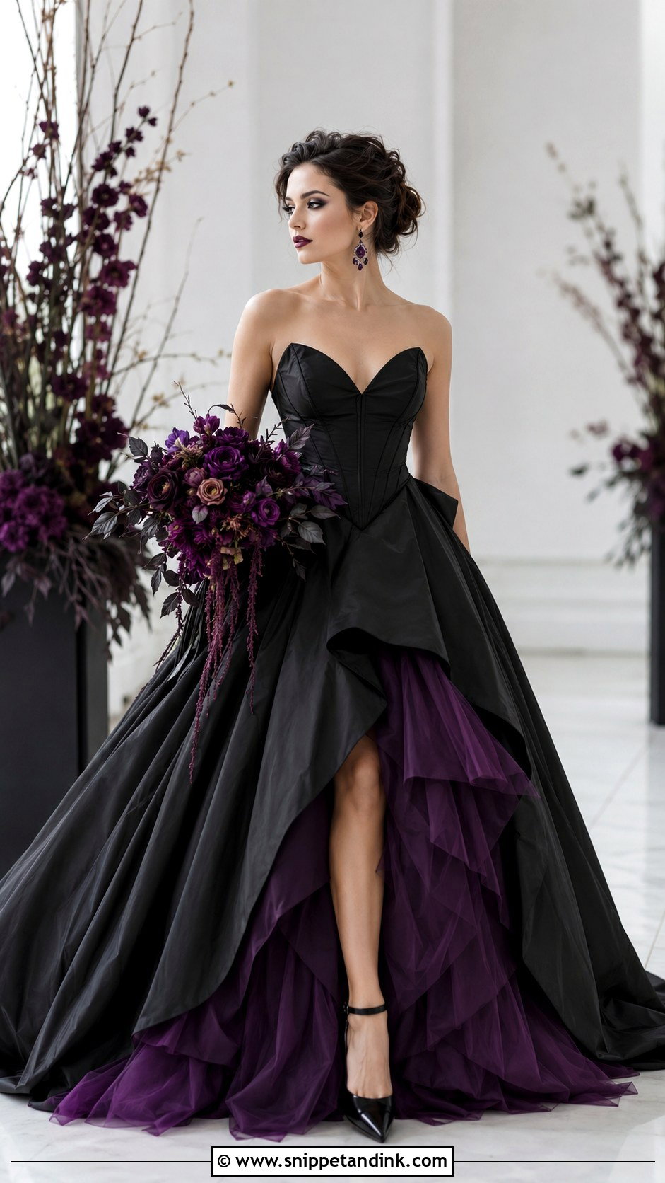 Black Wedding Dress With Purple Underskirt - Snippet and Ink - 25 Black and Purple Wedding Dress Ideas