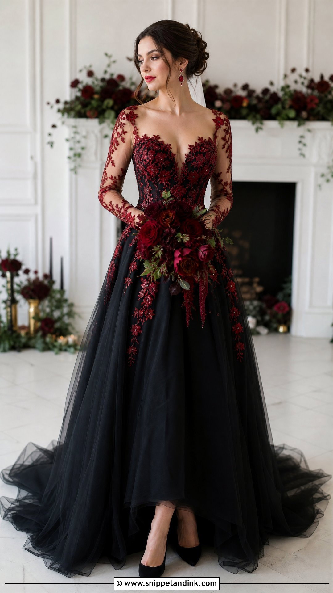 Black Wedding Dress With Red Lace - Snippet and Ink - 25 Red and Black Wedding Dress Ideas