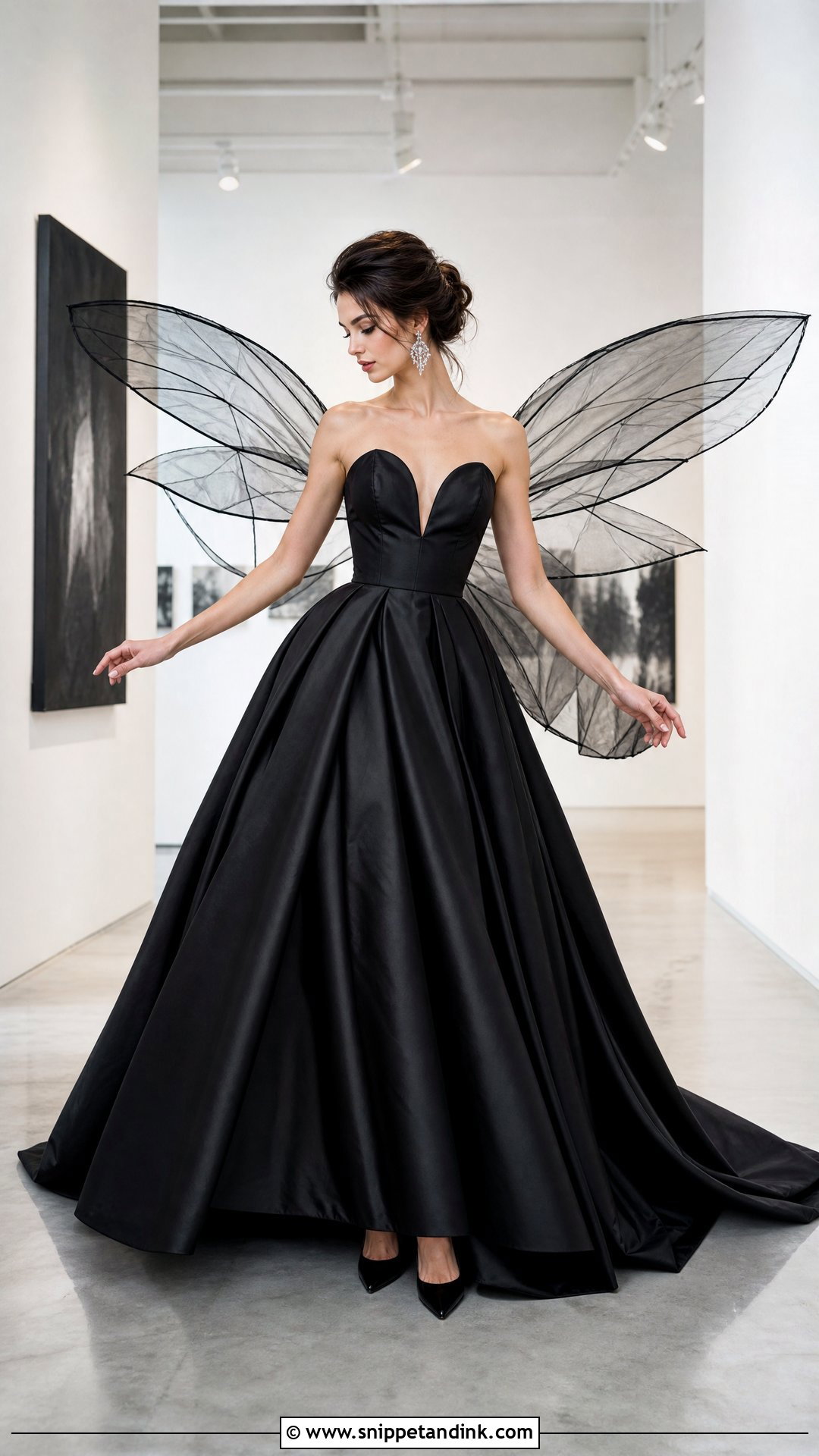 Black Wedding Dress With Sheer Wings - Snippet and Ink - 20 Wedding Dress Wings Ideas