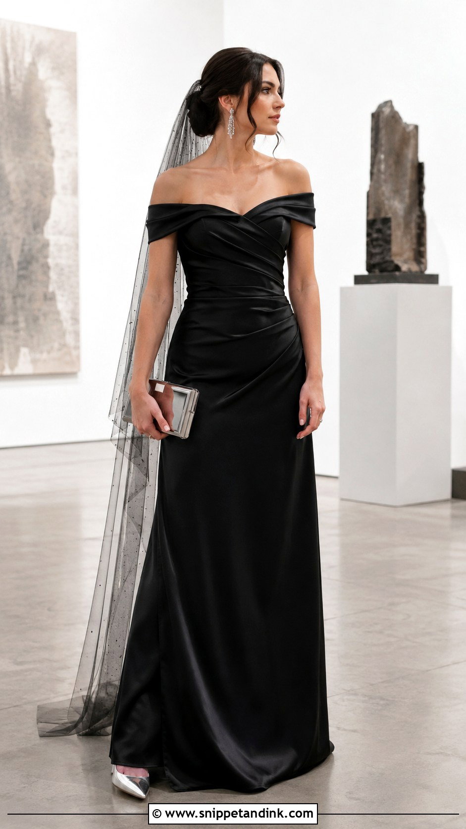 Black Wedding Dress With Silver Heels - Snippet and Ink - 20 Alternative Modern Bride Wedding Dress Ideas