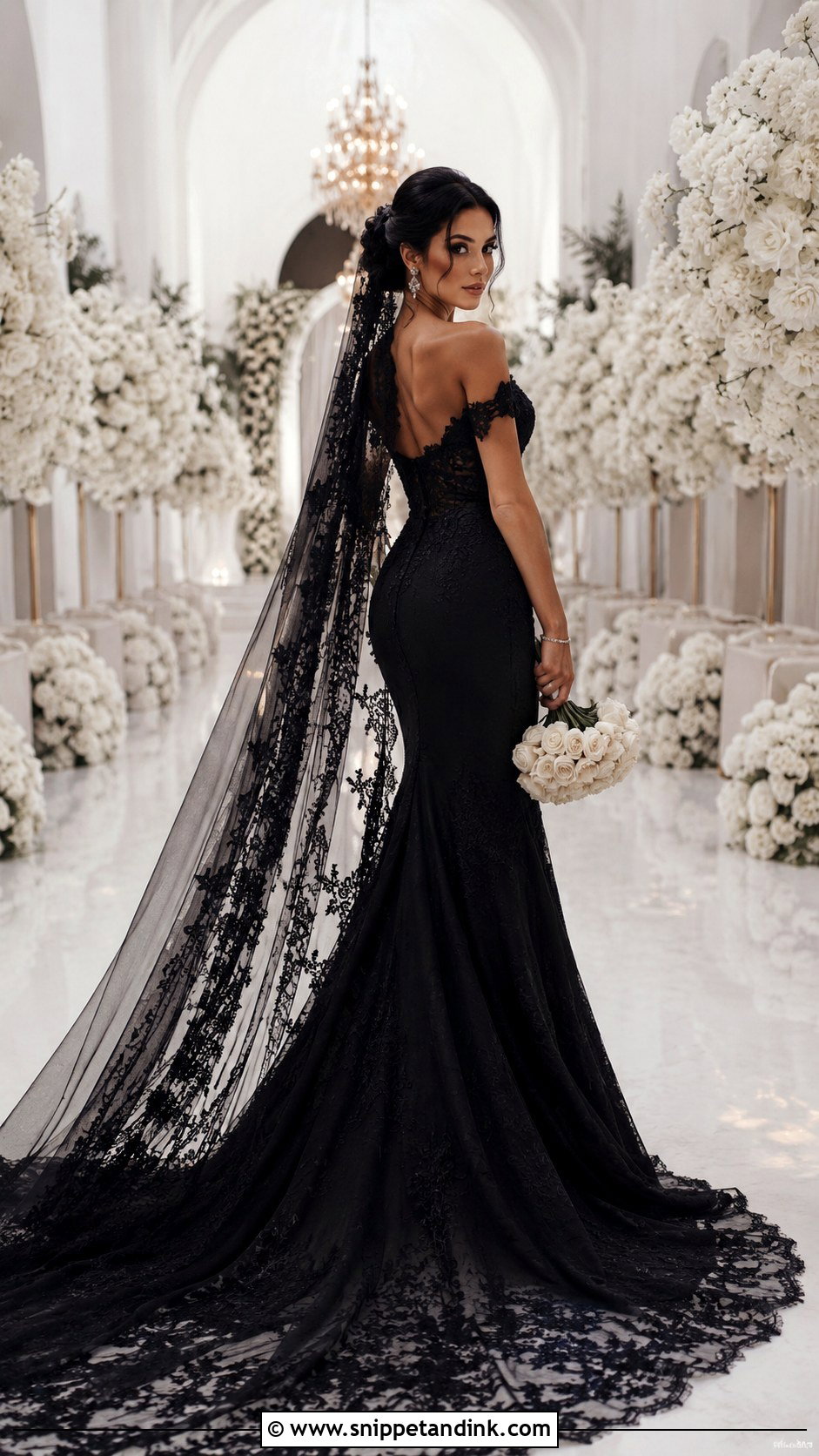 Black Wedding Dress With Train - Snippet and Ink - 30 Black Wedding Dress Ideas