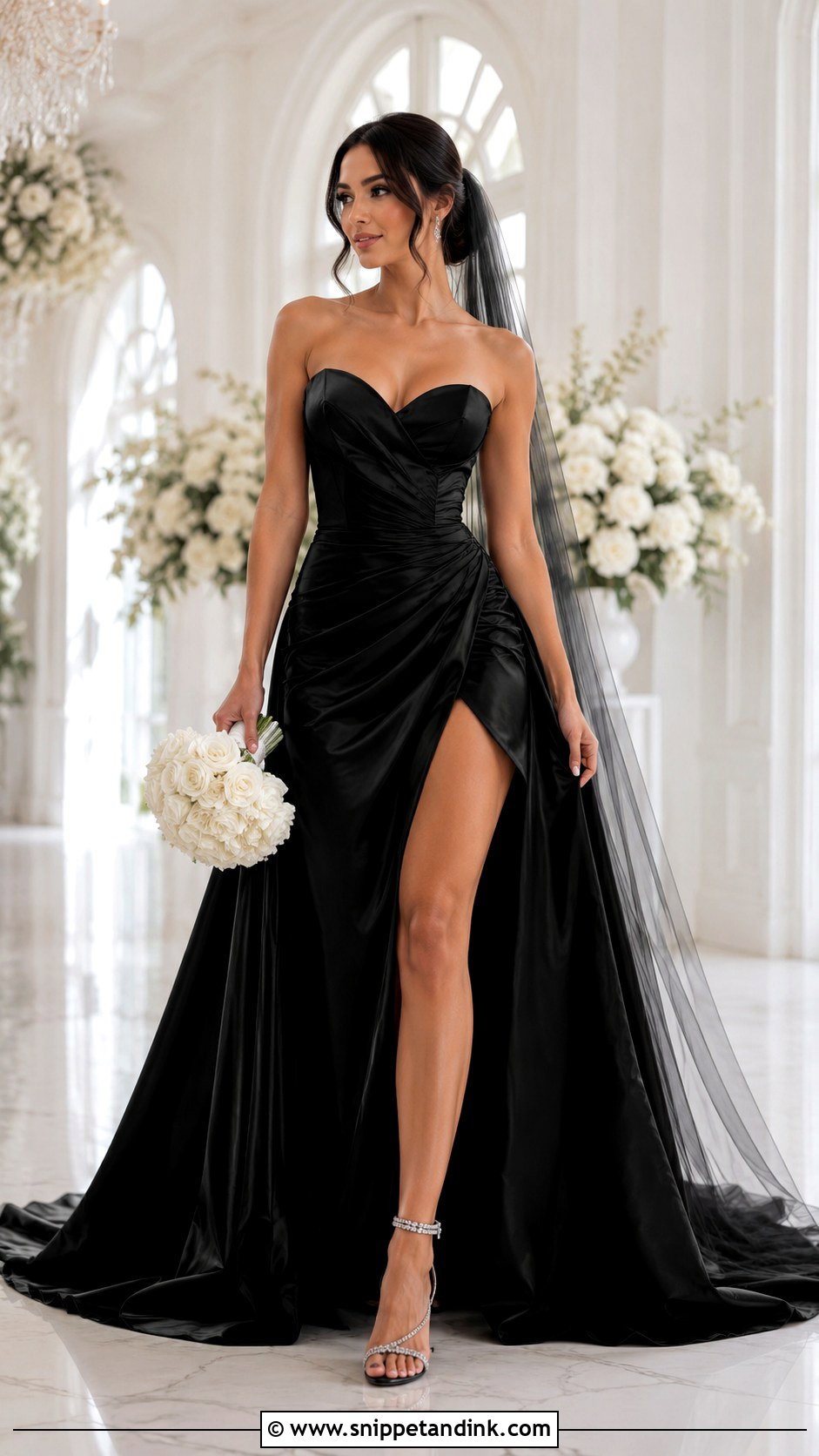 Black Wedding Dress With Train - Snippet and Ink - 30 Elegant Black Wedding Dress Ideas