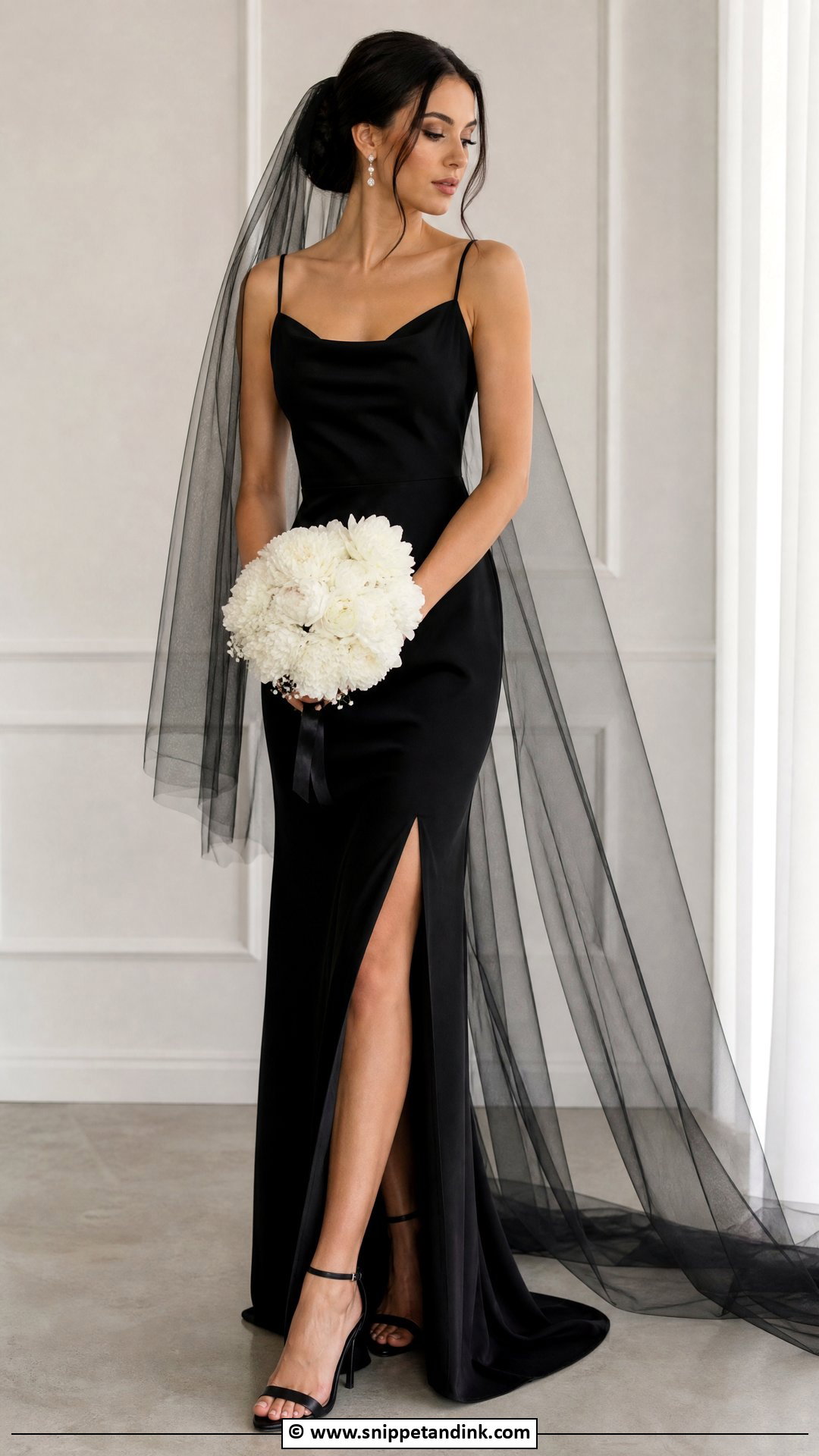 Black Wedding Dress With Veil - Snippet and Ink - 35 Black Wedding Dresses