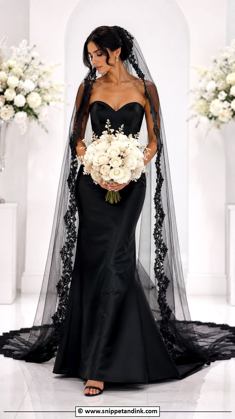 Black Wedding Dress With Veil - Snippet and Ink - 25 Dark Wedding Dress Ideas