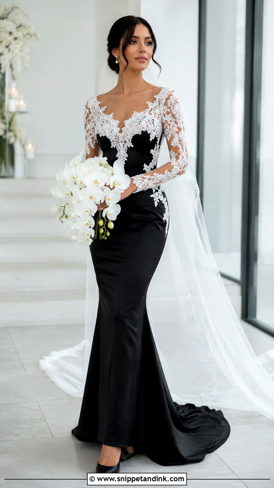Black Wedding Dress With White Lace - Snippet and Ink - 20 Black and White Wedding Dresses