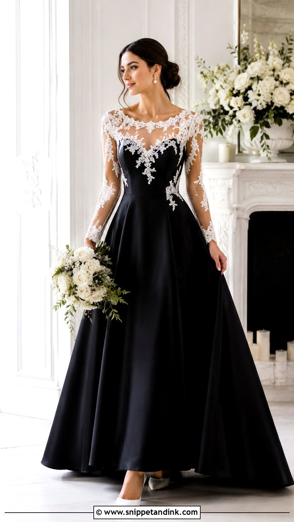 Black Wedding Dress With White Lace - Snippet and Ink - 25 Black White Wedding Dress Ideas