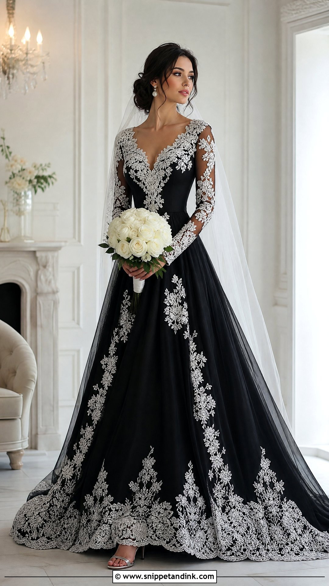 Black Wedding Dress With White Lace - Snippet and Ink - 30 Elegant Black Wedding Dress Ideas
