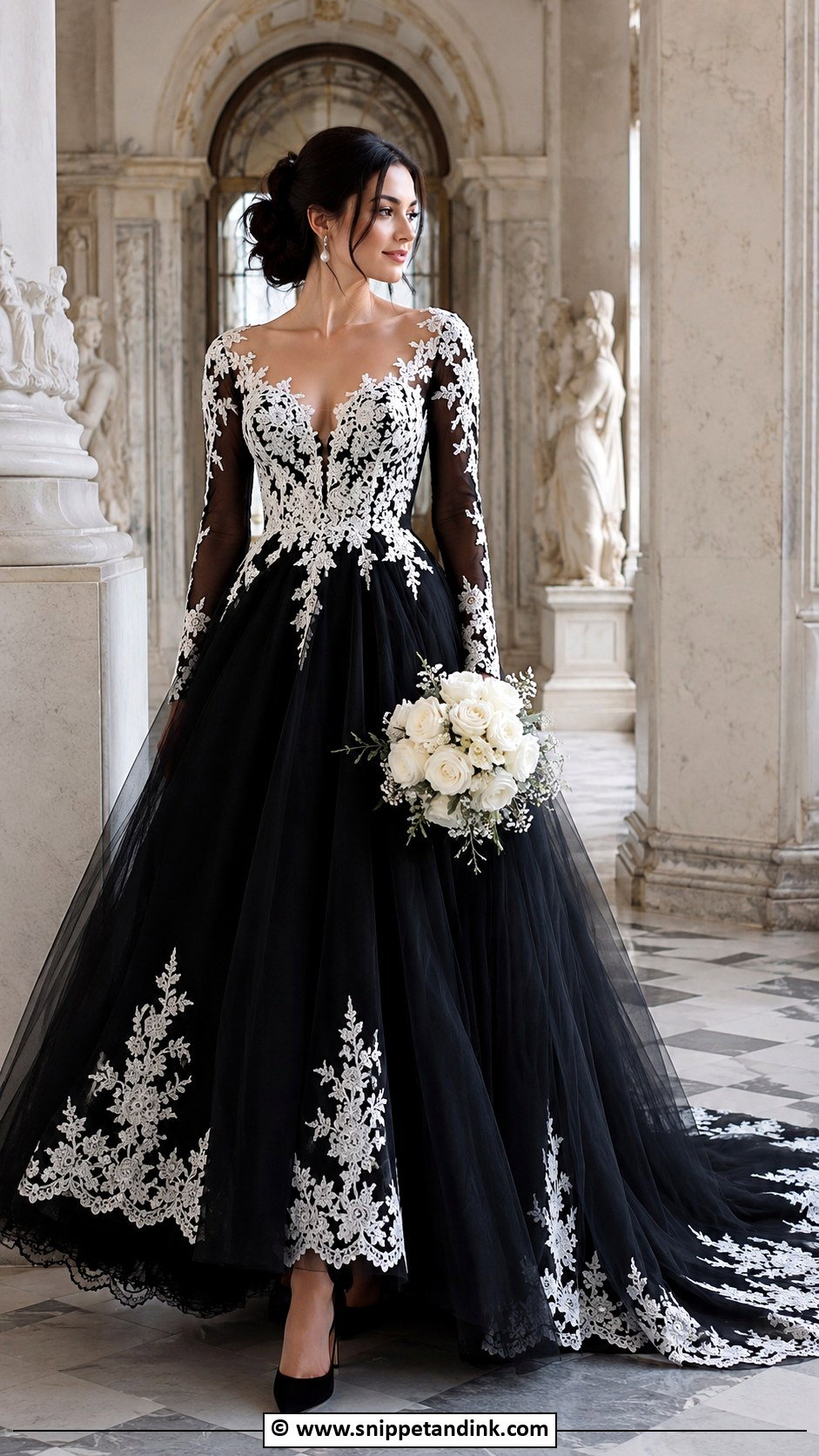 Black Wedding Dress With White Lace - Snippet and Ink - 30 Black and White Wedding Dress Ideas