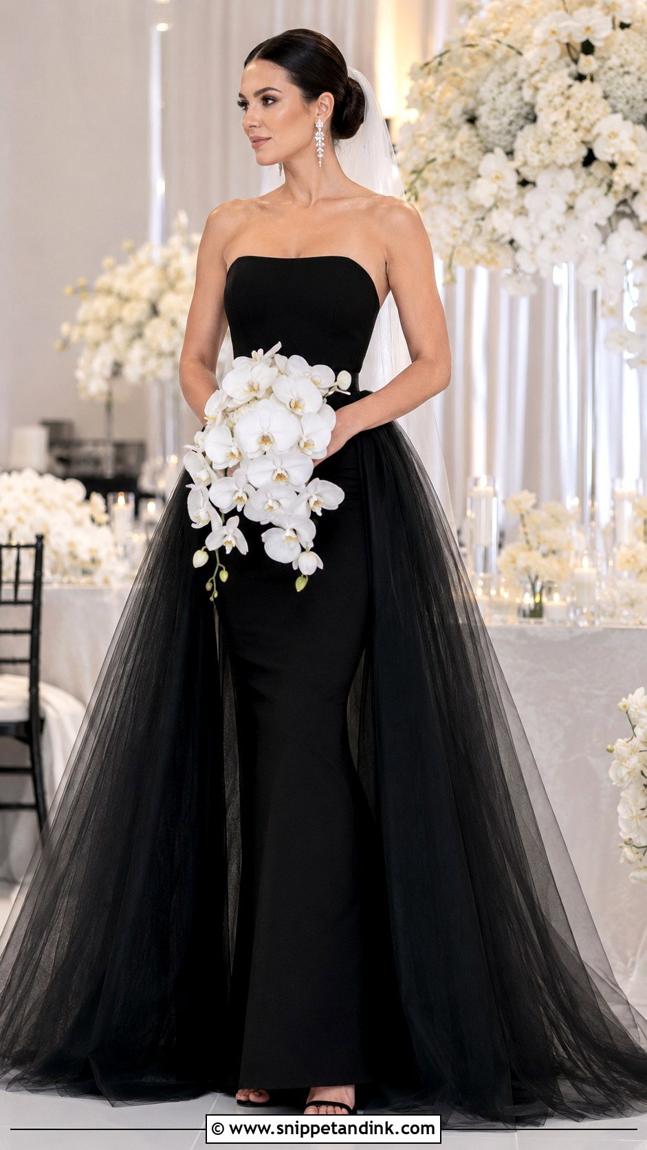 Black Wedding Gown With Detachable Overskirt - Snippet and Ink - 20 Black Wedding Gown Ideas