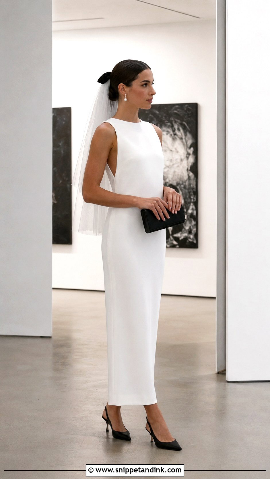 Black Wedding Heels With Modern White Gown - Snippet and Ink - 20 Aesthetic Wedding Heels Ideas