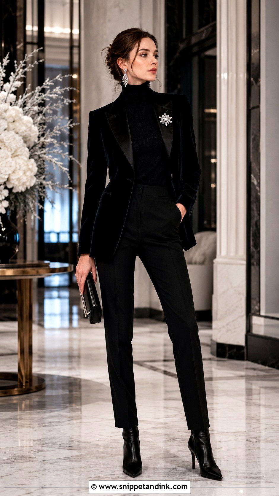 Black Wedding Suit With Fine Knit Turtleneck - Snippet and Ink - 20 Black Wedding Suit Women Ideas