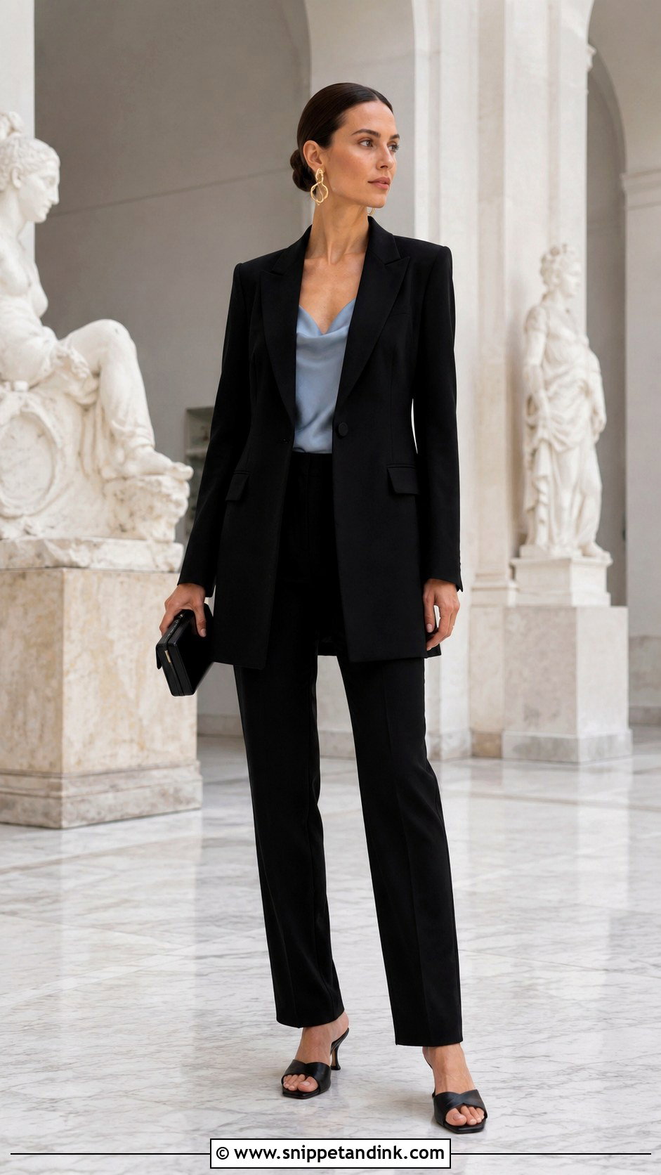 Black Wedding Suit With Longline Blazer - Snippet and Ink - 20 Black Wedding Suit Women Ideas