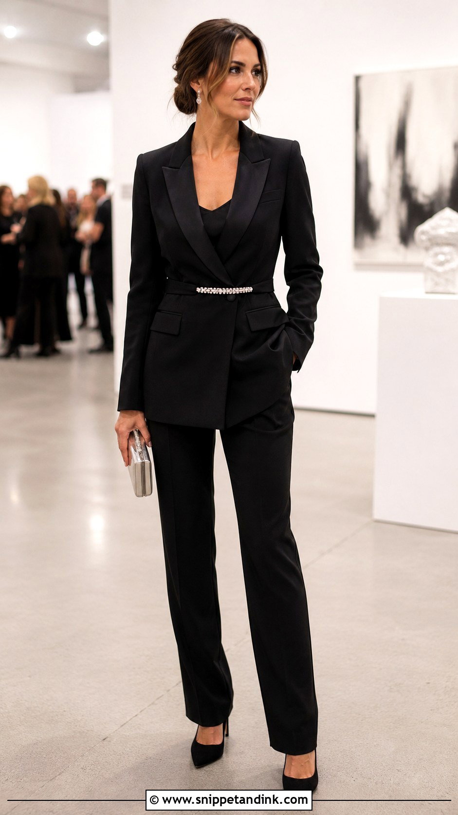 Black Wedding Suit With Statement Belt - Snippet and Ink - 20 Black Wedding Suit Women Ideas