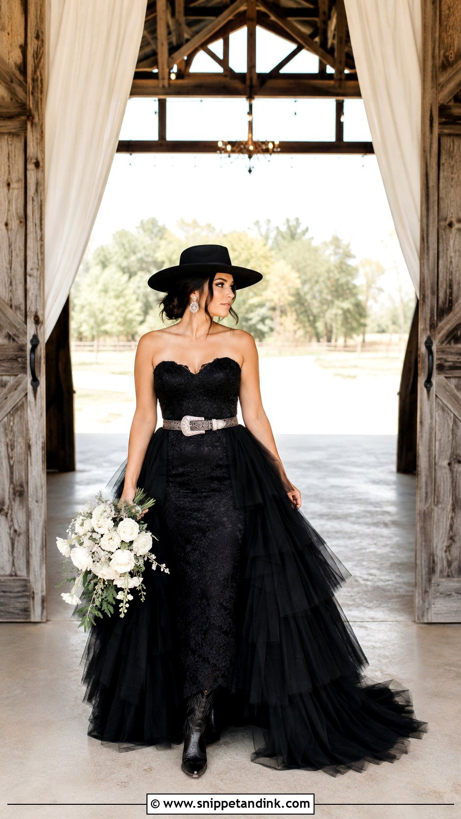 Black Western Wedding Dress With Detachable Skirt - Snippet and Ink - 20 Black Western Wedding Dress Ideas