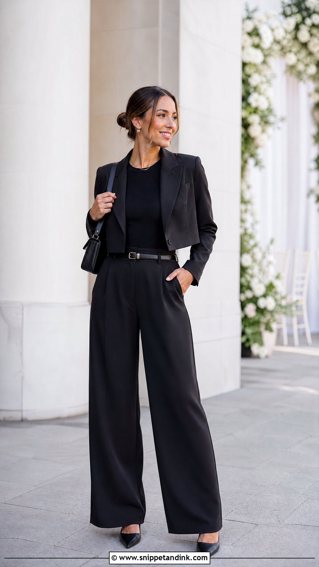 Black Wide Leg Pants Wedding Coordinator Outfit - Snippet and Ink - 25 Wedding Coordinator Outfit Ideas
