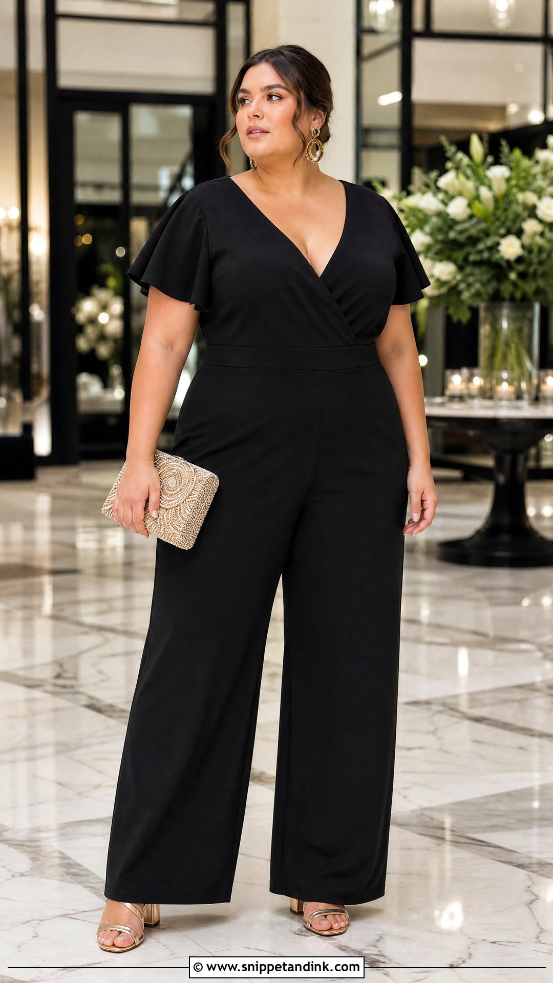 Black Wide Leg Plus Size Wedding Jumpsuit - Snippet and Ink - 20 Plus Size Jumpsuit Wedding Ideas