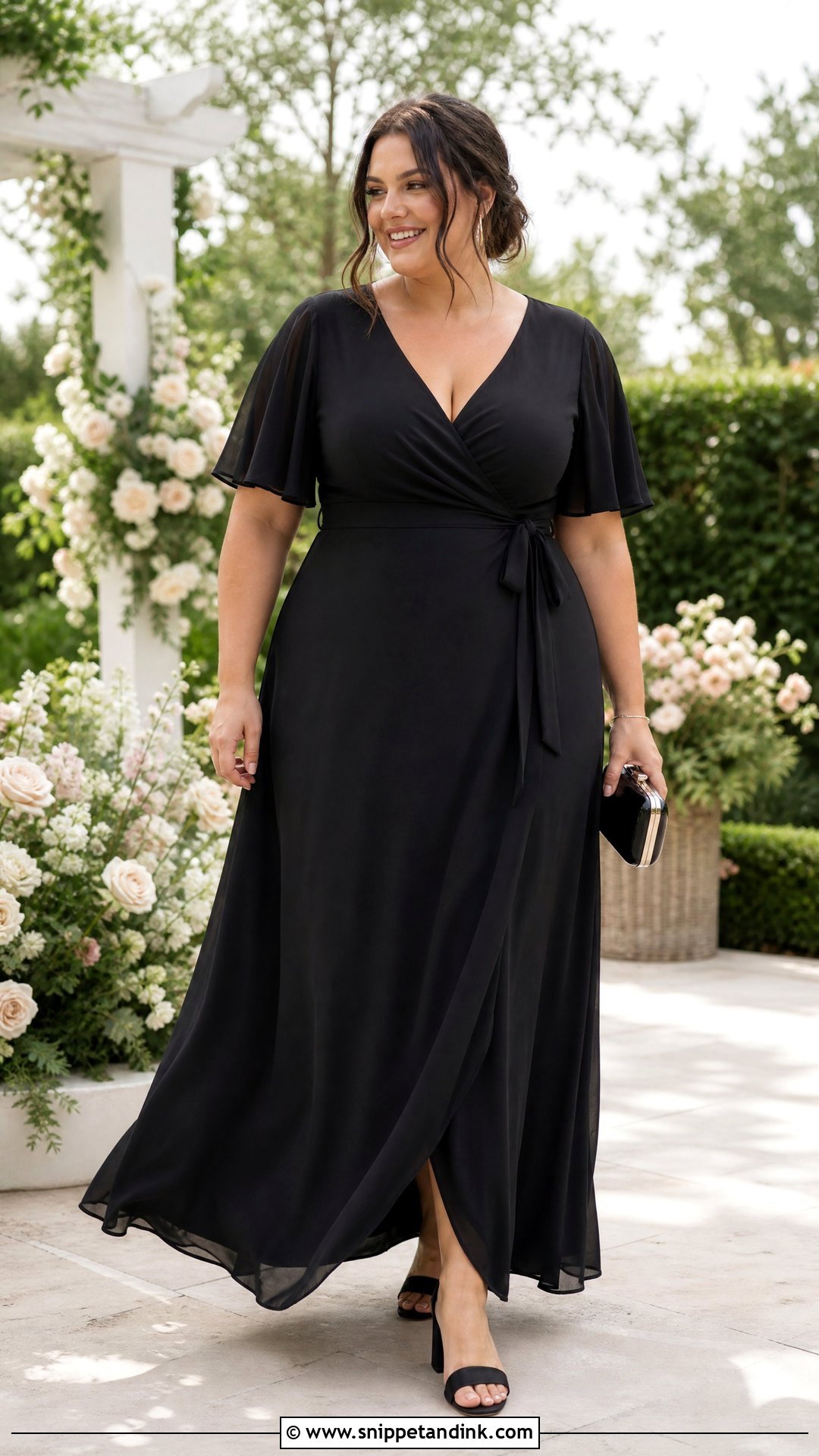 Black Wrap Bridesmaid Dress - Snippet and Ink - 20 Black Bridal Party Dress Ideas
