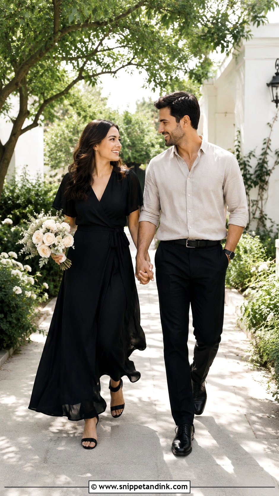 Black Wrap Maxi Prewedding Dress - Snippet and Ink - 20 Black Prewedding Dress Ideas